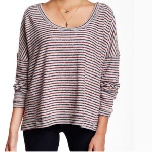 FREE PEOPLE little ann boxy striped‎ oversized boho sweater small comfy soft XS